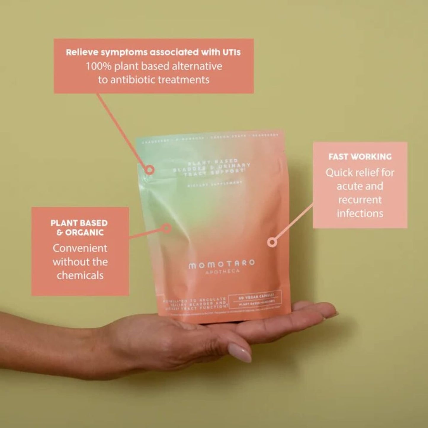 Natural Urinary Health Supplement with Cranberry & D Mannose - Supports Bladder & Vaginal Health, pH Balance - Vegan 60 Capsules