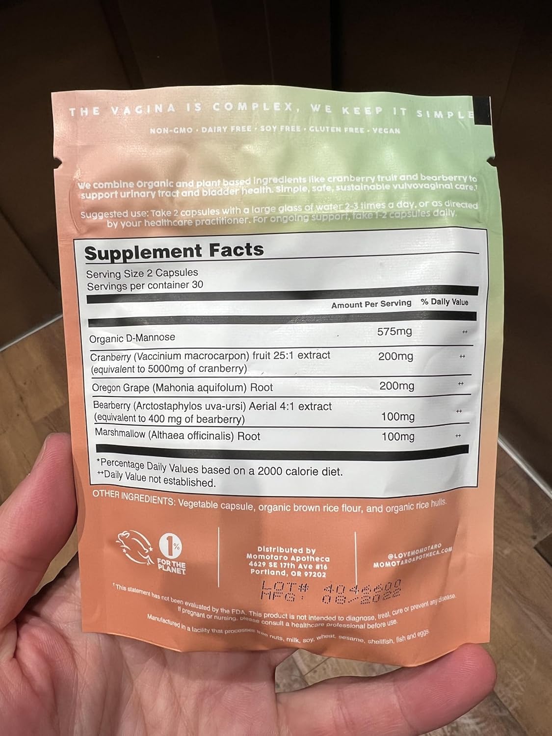 Natural Urinary Health Supplement with Cranberry & D Mannose - Supports Bladder & Vaginal Health, pH Balance - Vegan 60 Capsules