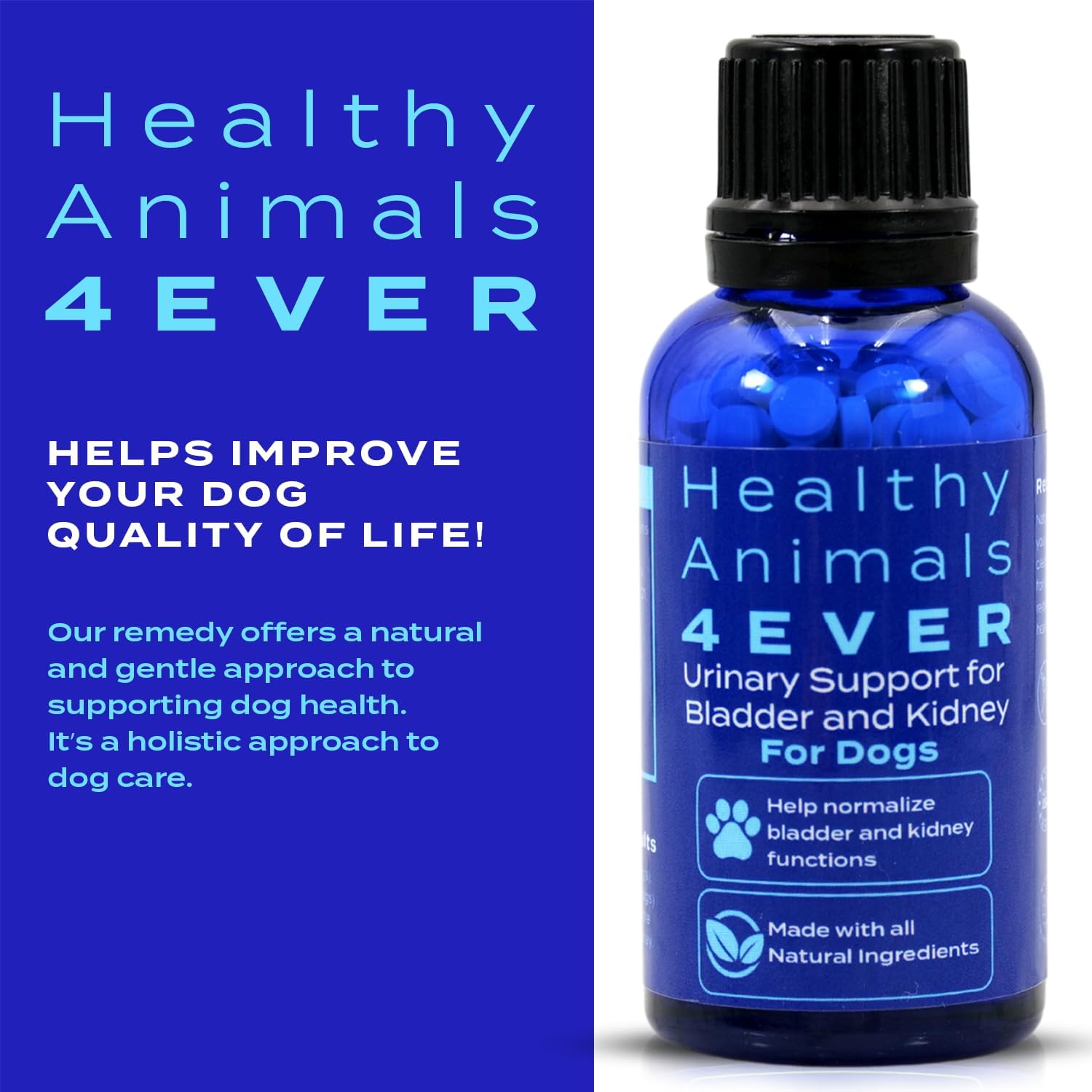 Natural Urinary Support for Dogs - Bladder and Kidney Health - Non-GMO, Organic, Homeopathic - 300 ct