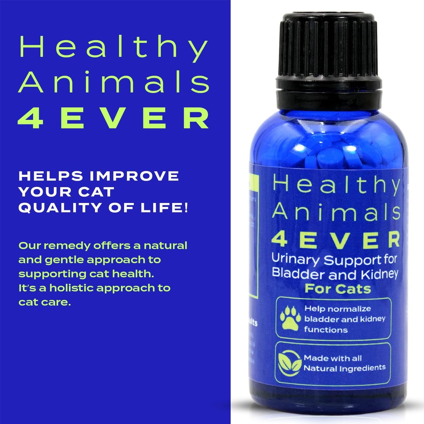 Natural Urinary Support Supplement for Cats - Promotes Bladder and Kidney Health - Effective for UTIs & Renal Cleansing - 300ct - Non-GMO & Organic - Preservative Free