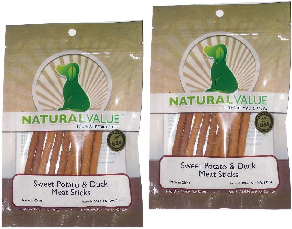 Natural Value Sweet Potato & Duck Soft Chew Meat Sticks with Glucosamine & Chondroitin for Hip & Joint Health - 2 Pack