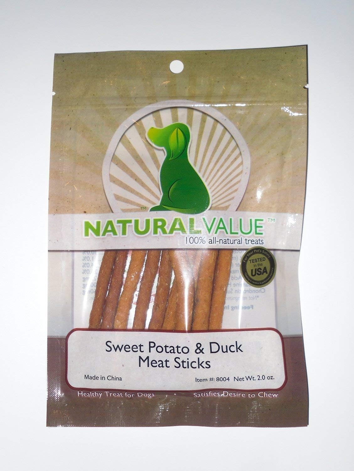 Natural Value Sweet Potato & Duck Soft Chew Meat Sticks with Glucosamine & Chondroitin for Hip & Joint Health - 2 Pack