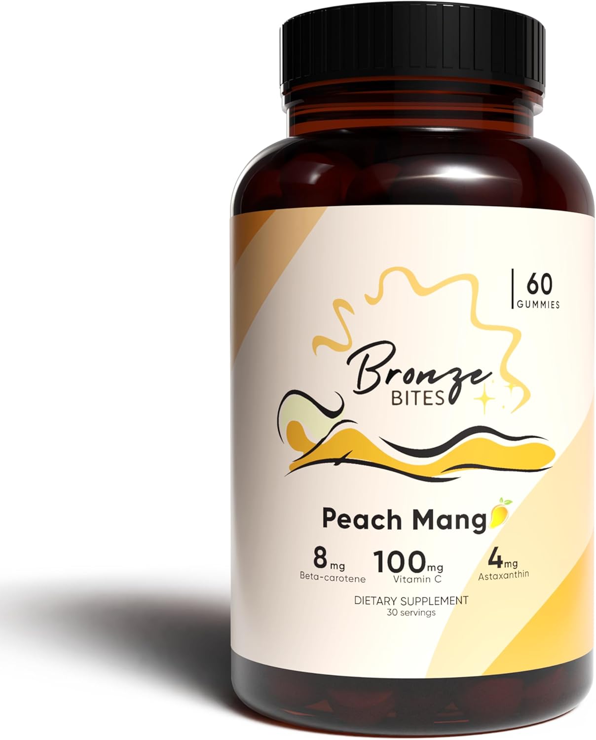 Natural Vegan Daily Tanning Gummies with Beta-Carotene, Vitamin C, & Astaxanthin - 60 Gummies