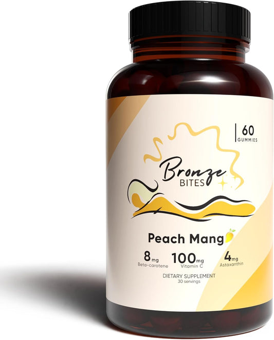 Natural Vegan Daily Tanning Gummies with Beta-Carotene, Vitamin C, & Astaxanthin - 60 Gummies