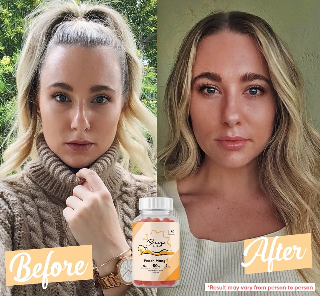 Natural Vegan Daily Tanning Gummies with Beta-Carotene, Vitamin C, & Astaxanthin - 60 Gummies