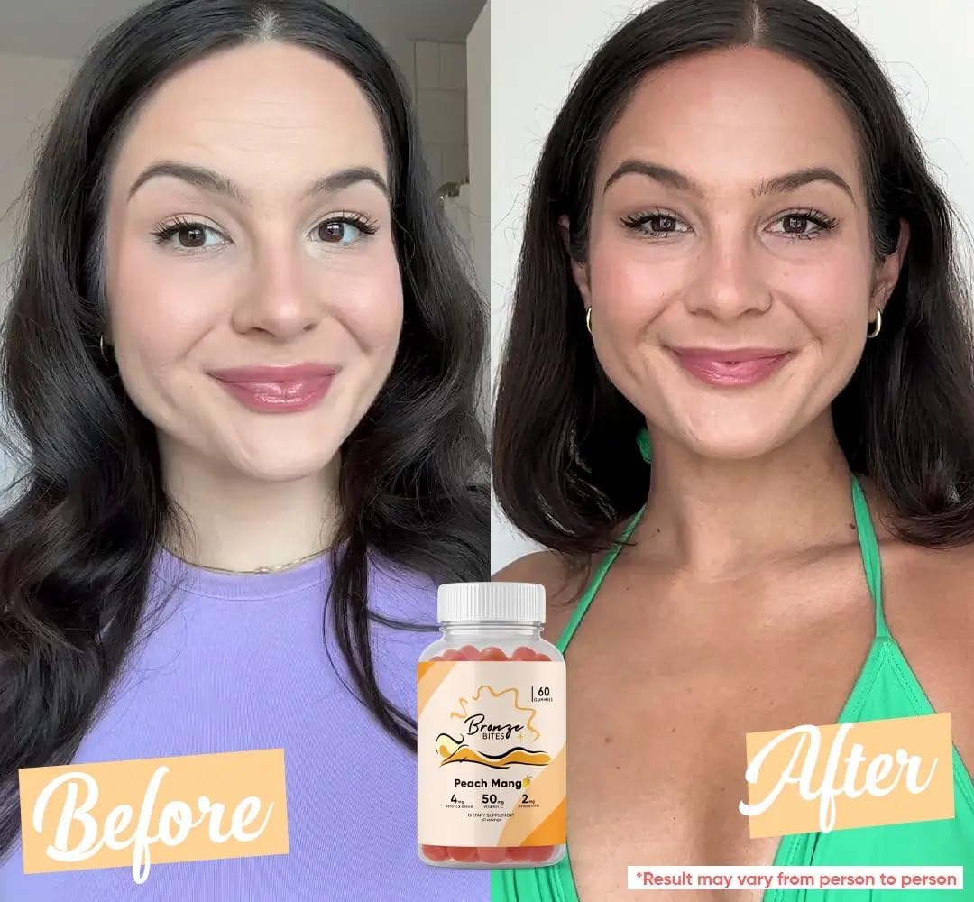 Natural Vegan Daily Tanning Gummies with Beta-Carotene, Vitamin C, & Astaxanthin - 60 Gummies