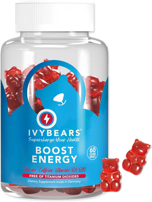 Natural Vegan IvyBears® Energy Gummies with Vitamin B12 & Caffeine - 60 Count