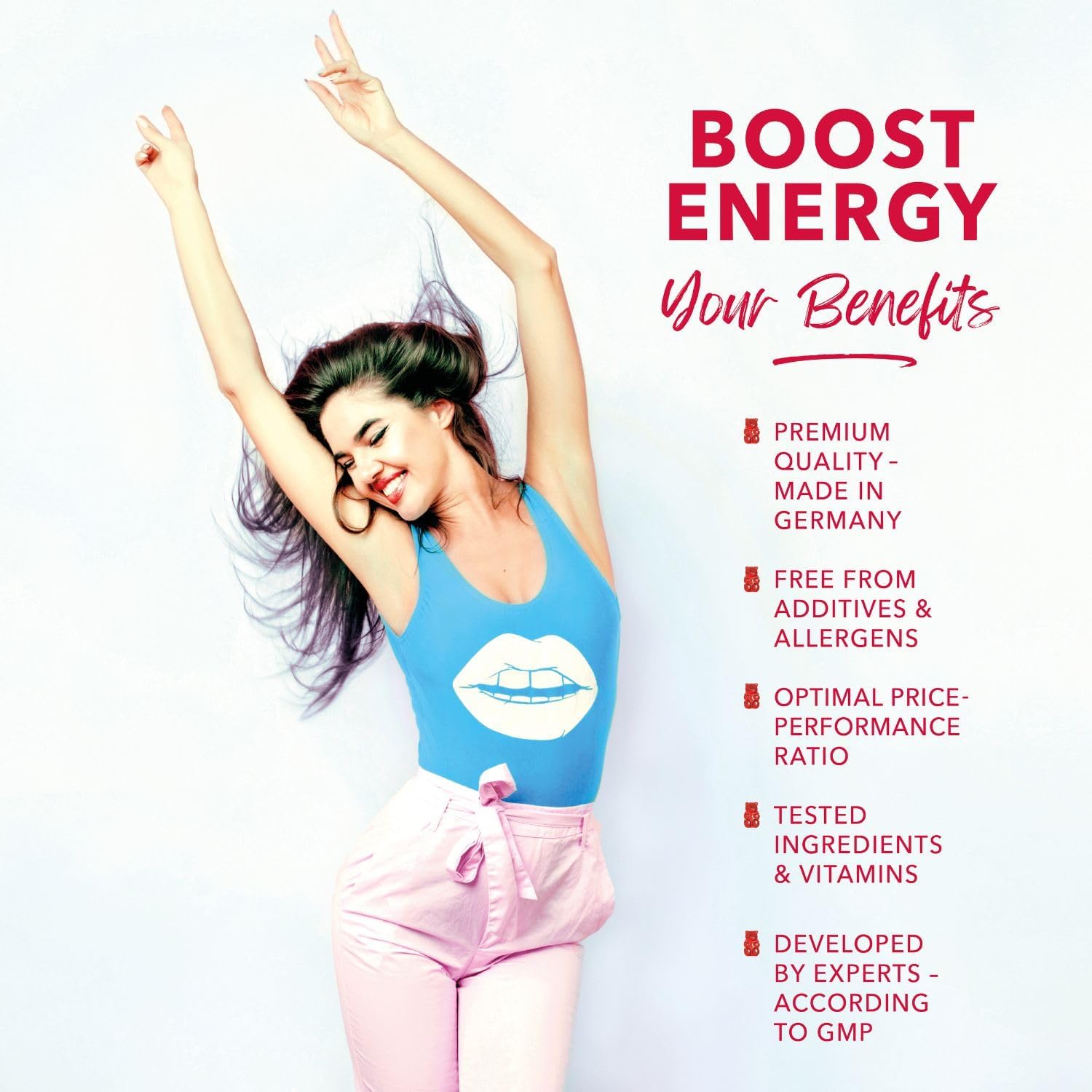 Natural Vegan IvyBears® Energy Gummies with Vitamin B12 & Caffeine - 60 Count