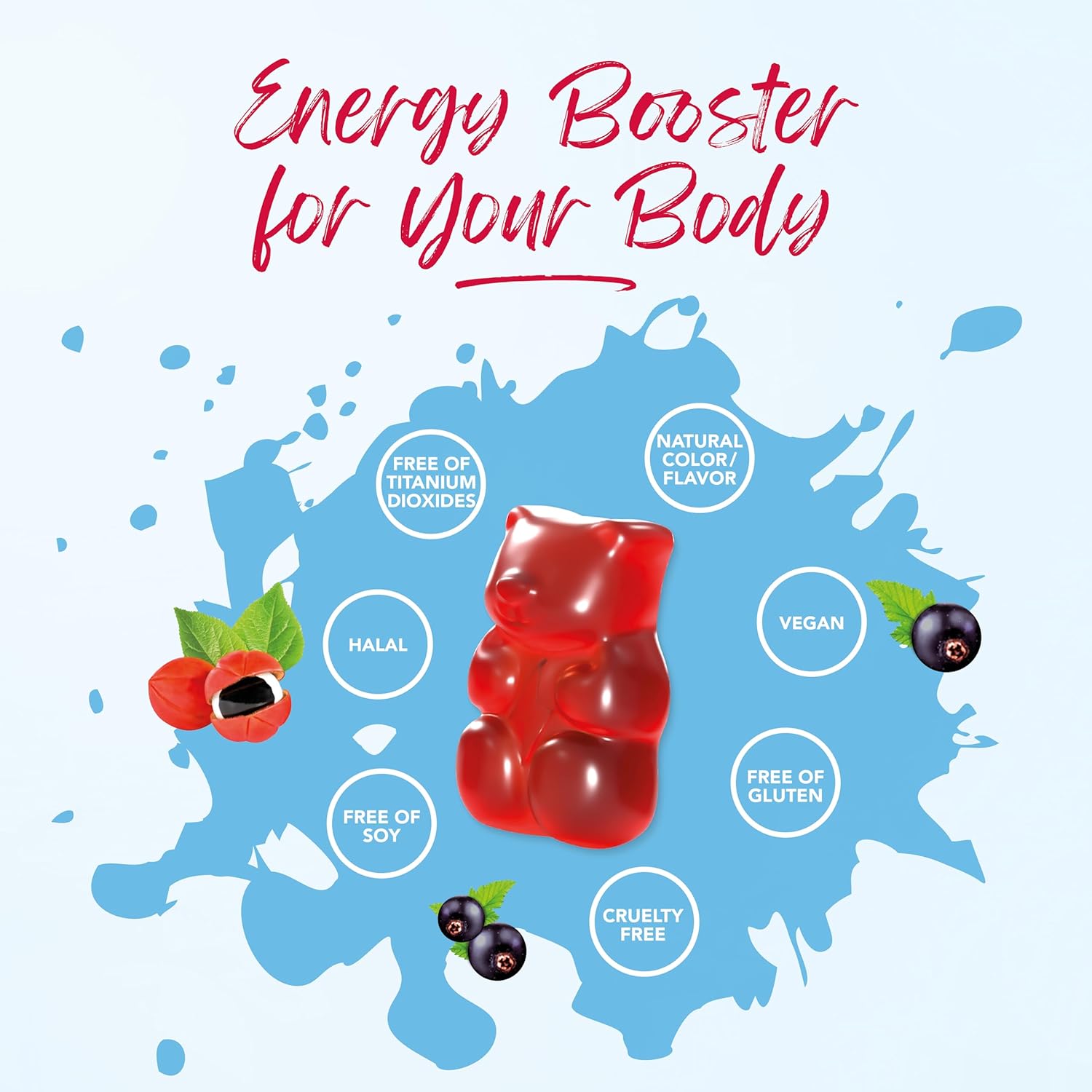 Natural Vegan IvyBears® Energy Gummies with Vitamin B12 & Caffeine - 60 Count