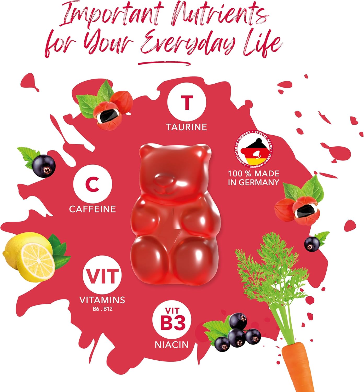 Natural Vegan IvyBears® Energy Gummies with Vitamin B12 & Caffeine - 60 Count