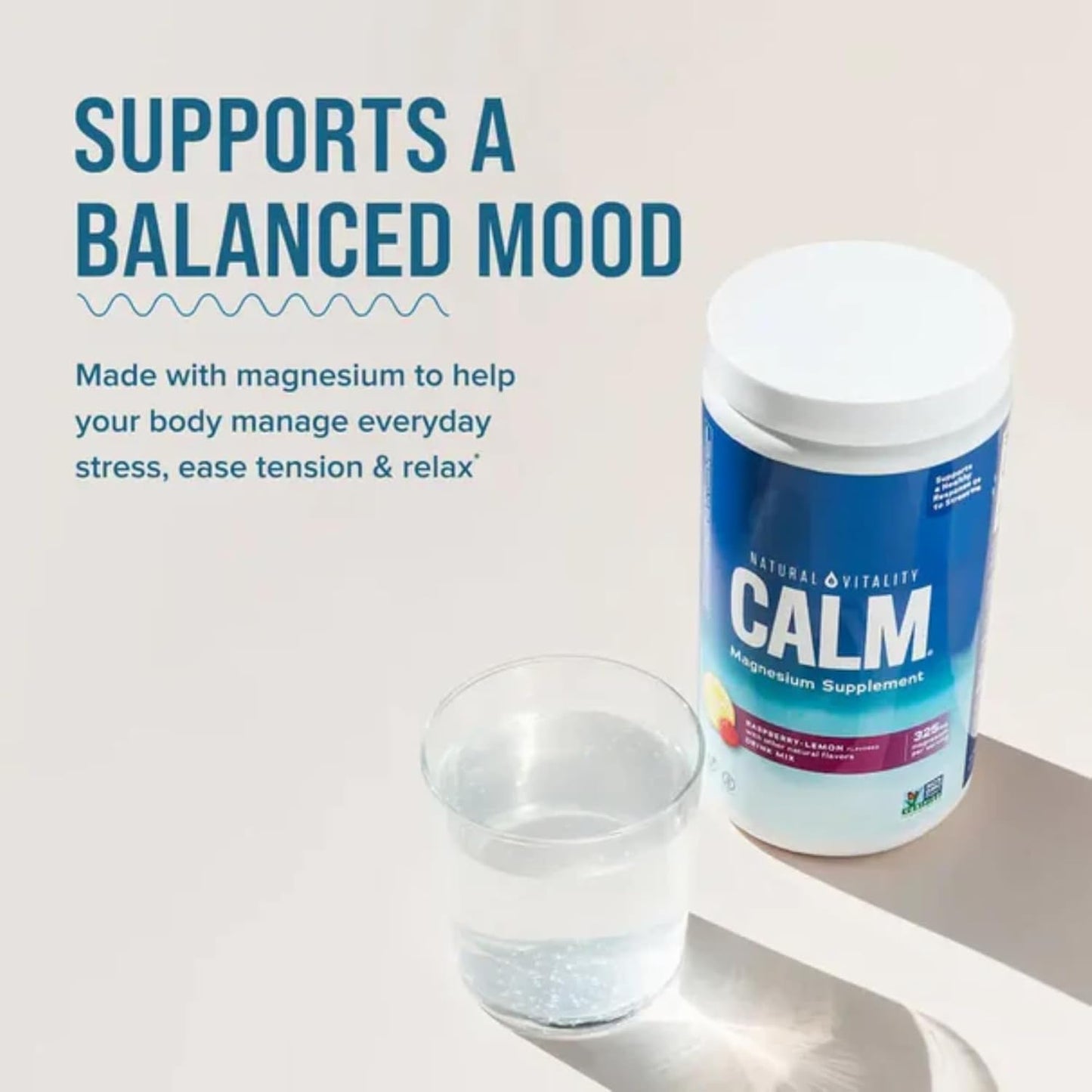 Natural Vitality Calm Magnesium Citrate Powder, 20 oz Raspberry Lemon Flavor + Free Vitamins Guide - Pack of 2 Bottles