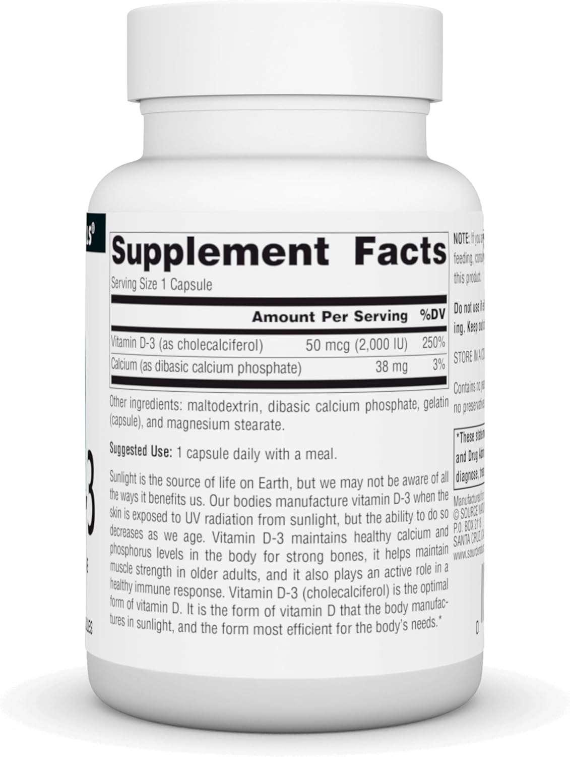 Natural Vitamin D-3 Capsules 2000 iu for Bone & Immune Health - 100 Count