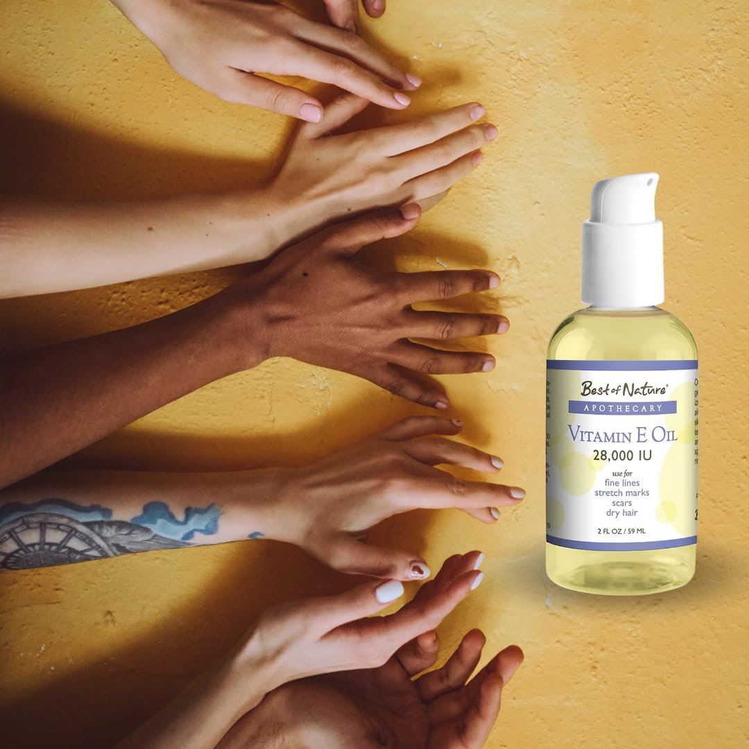 Natural Vitamin E Oil 28,000 IU - Unscented Moisturizer for Hair, Skin, Face, and Hands - Repair Formula for Damage