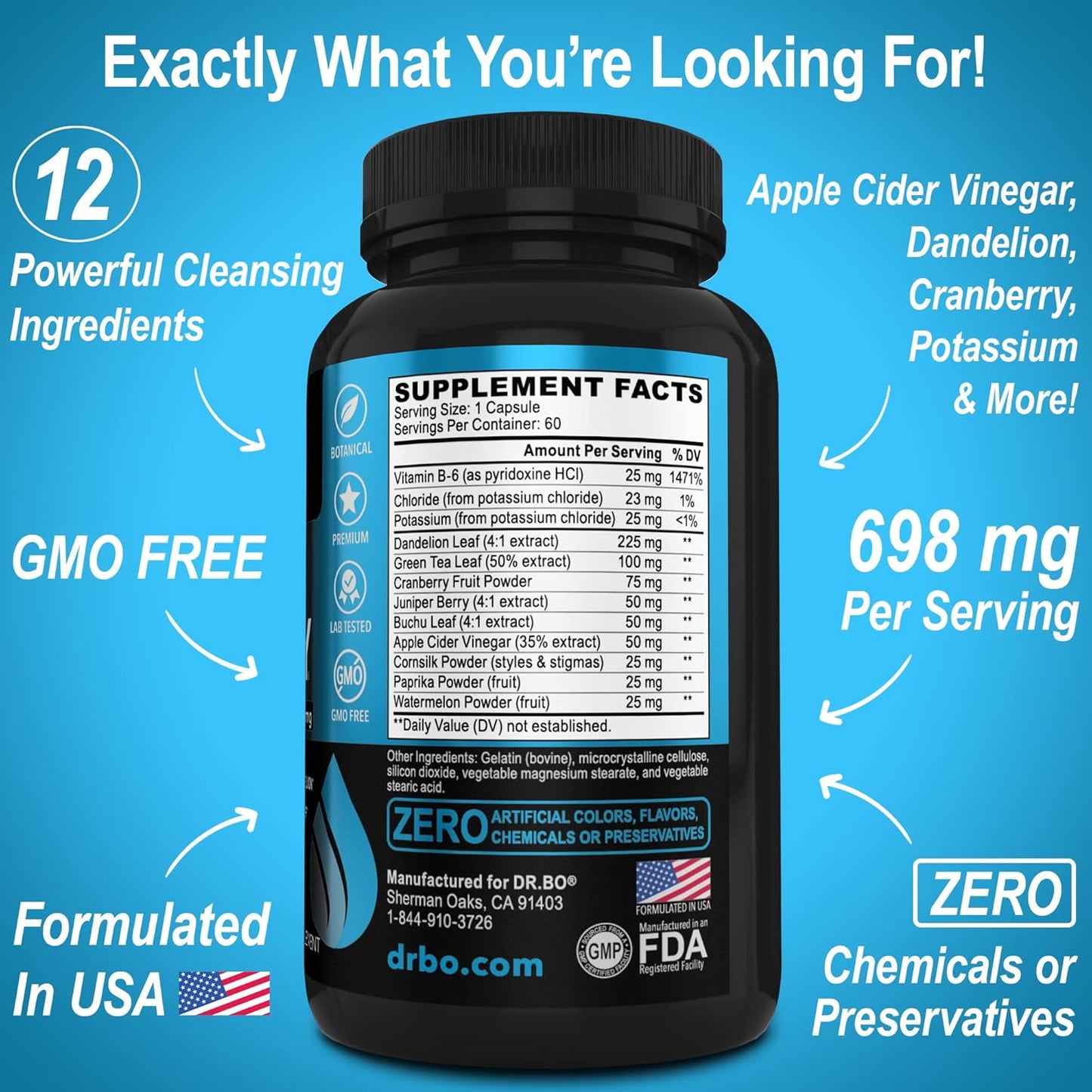 Natural Water Retention Relief - Herbal Diuretic Supplement for Kidney Cleanse - Supports Bladder Control and Urinary Tract Health - Renal Formula to Repair Kidneys