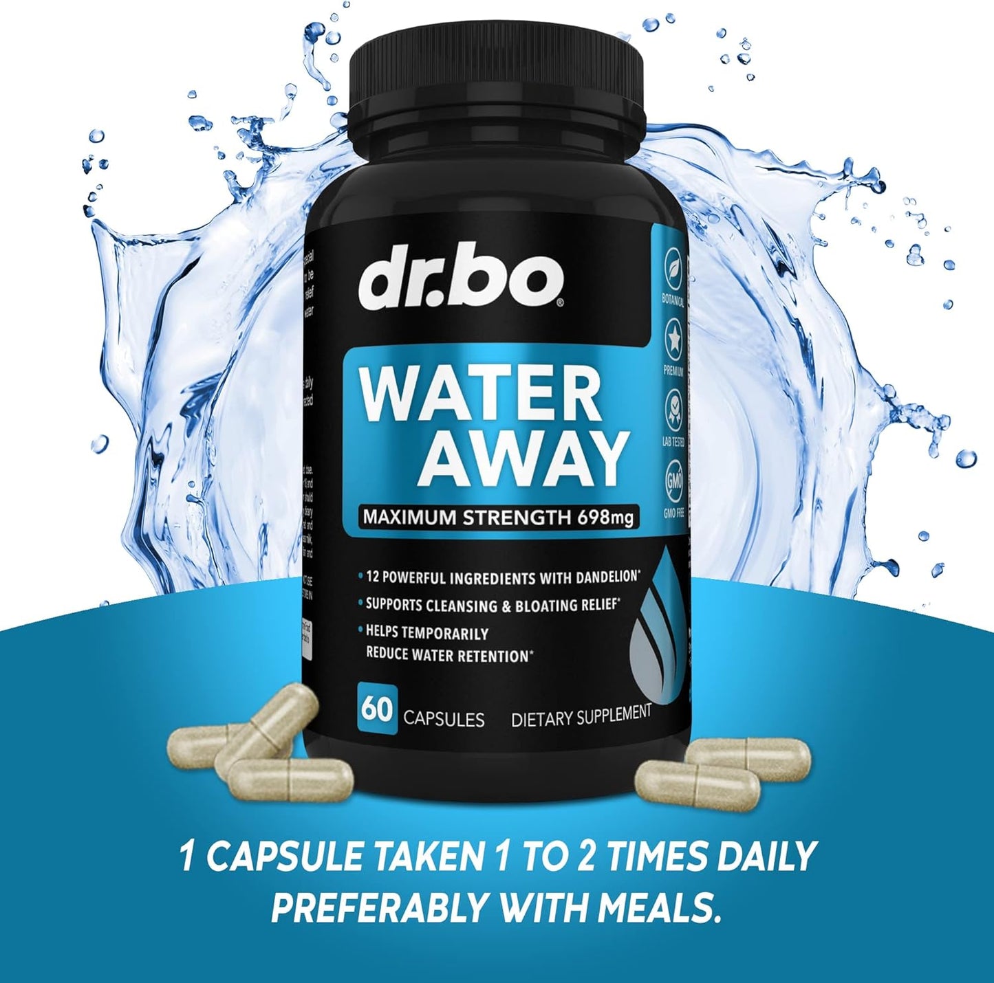 Natural Water Retention Relief - Herbal Diuretic Supplement for Kidney Cleanse - Supports Bladder Control and Urinary Tract Health - Renal Formula to Repair Kidneys