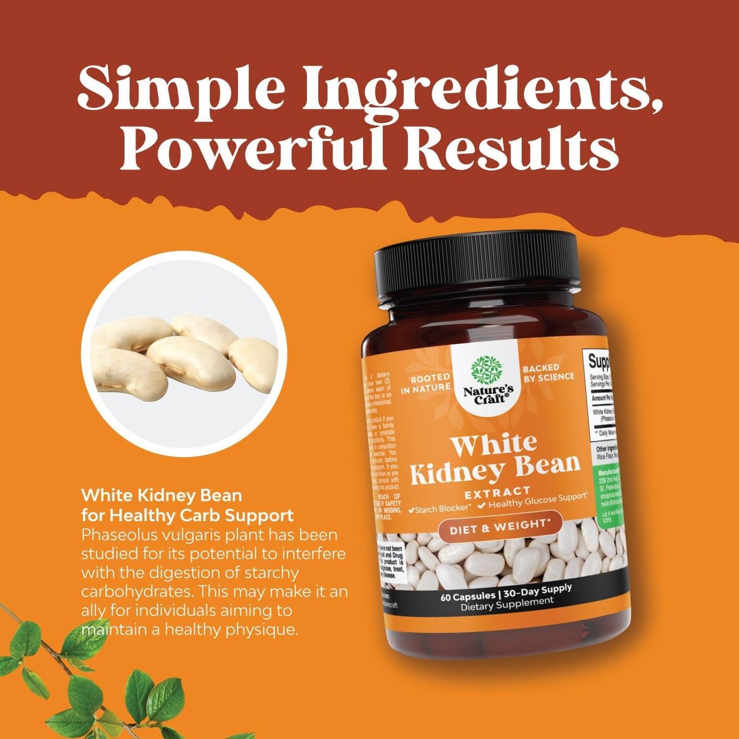 Natural White Kidney Bean Extract Bundle - Digestive Health & Workout Supplement, Water Away Pills for Bloating Relief, High Fiber Formula