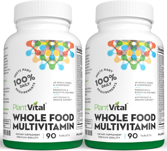 Natural Whole Food Multivitamin - 42 Superfoods, Raw Veggies & Fruits, Energy Boost - 180 Tablets