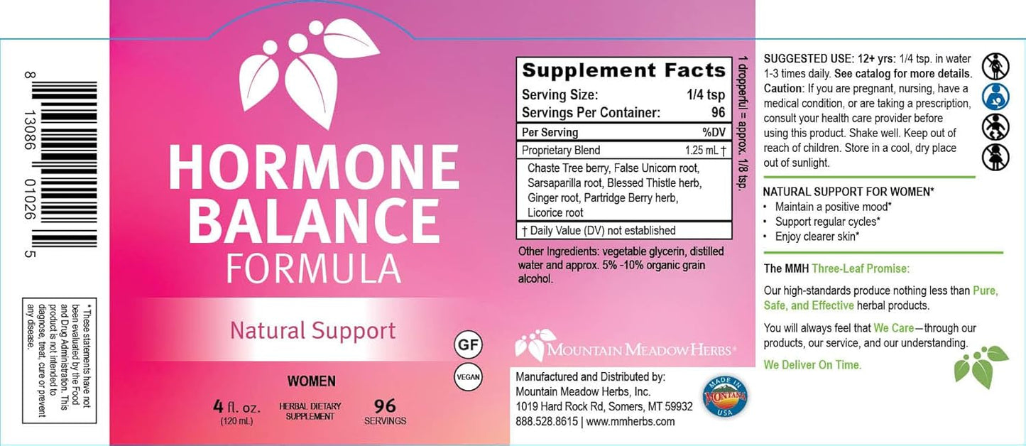 Natural Women's Hormone Balance Supplement for Well-Being & Vitality - Mountain Meadow Herbs - 4oz