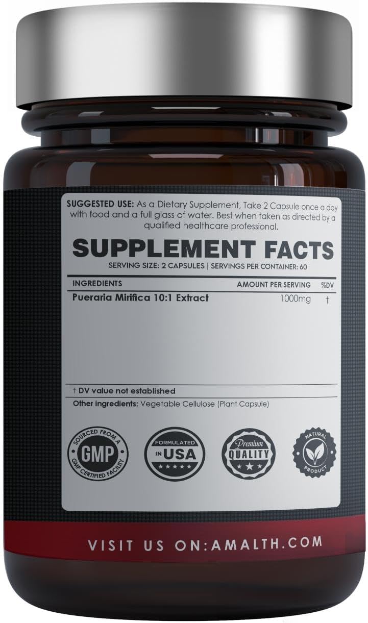 Natural Women's Wellness Support: AMALTH Pueraria Mirifica Extract 90 Veg Capsules