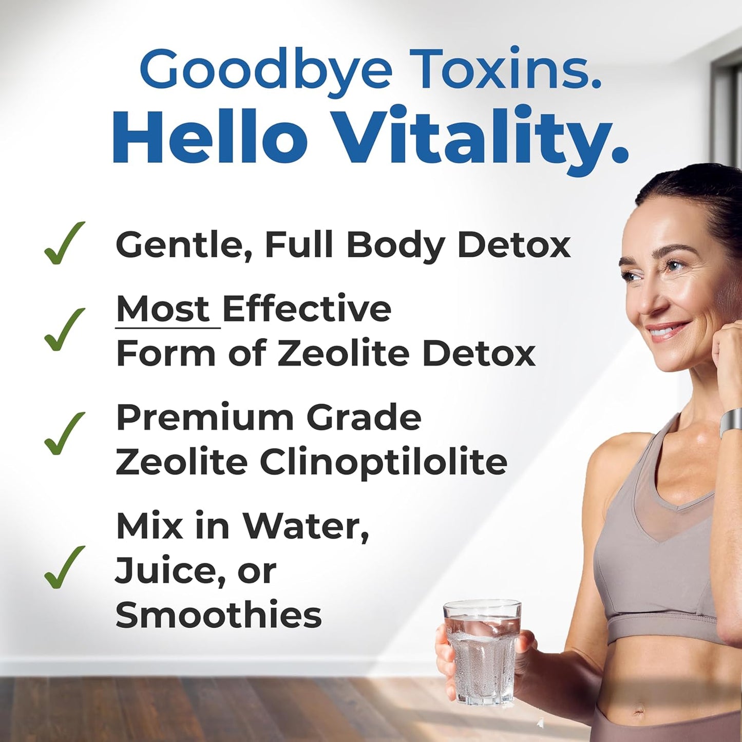 Natural Zeolite Detox Powder Cleanse (400g) - Activated Clinoptilolite for Energy, Focus, pH Balance, Immunity, Gut Health - HolyLand Zeolite