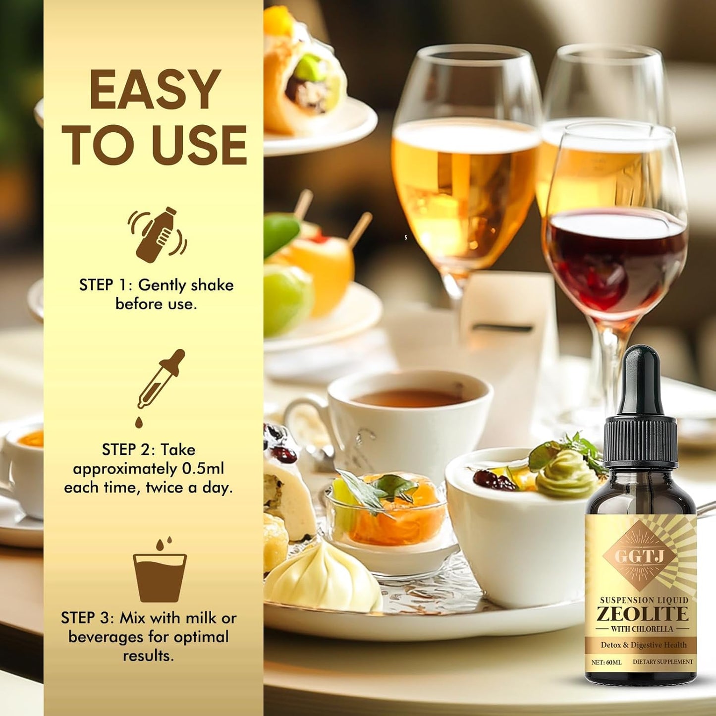 Natural Zeolite Liquid Drops for Kids & Adults - 2 oz (60 Servings) - Promotes Digestive Health, Immune Support & Body Cleanse