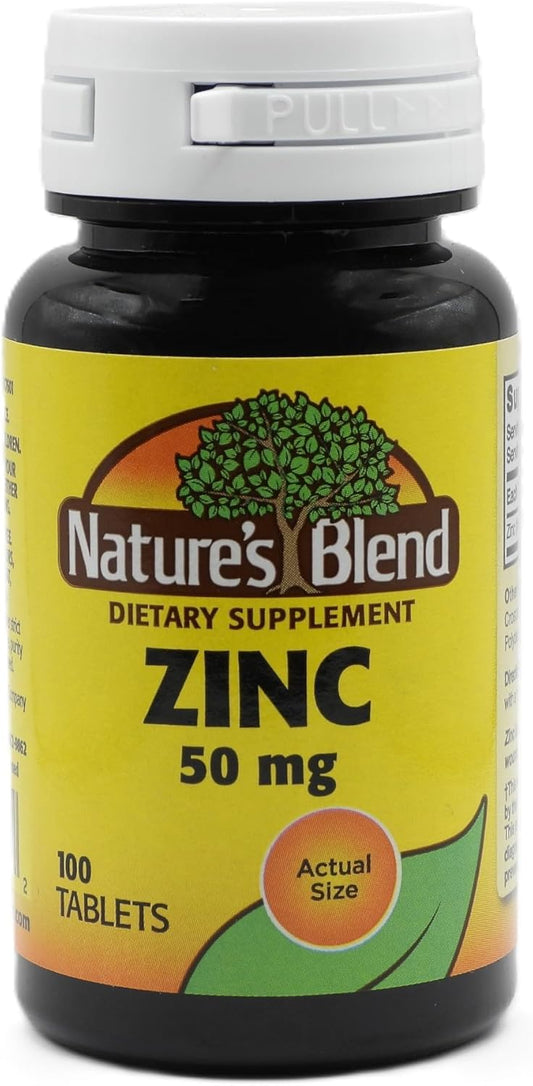 Natural Zinc Gluconate Tablets 50mg - 100 Count by Nature's Blend
