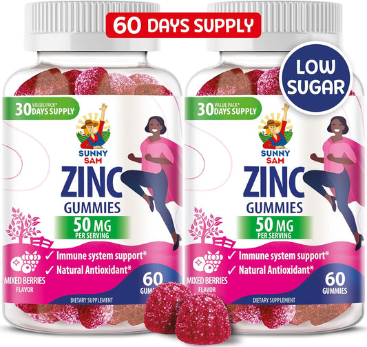 Natural Zinc Gummies for Immune Support - Chewable Antioxidant Supplement for Adults and Kids - Non-GMO Zinc Gummy