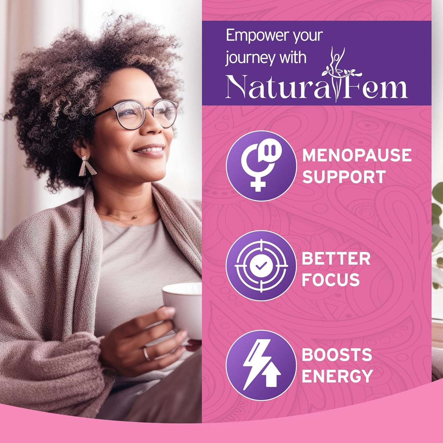 Naturalfem Ashwagandha Supplements for Women - Stress, Hormone, and Mood Support - 1300mg 60 Capsules with Black Pepper