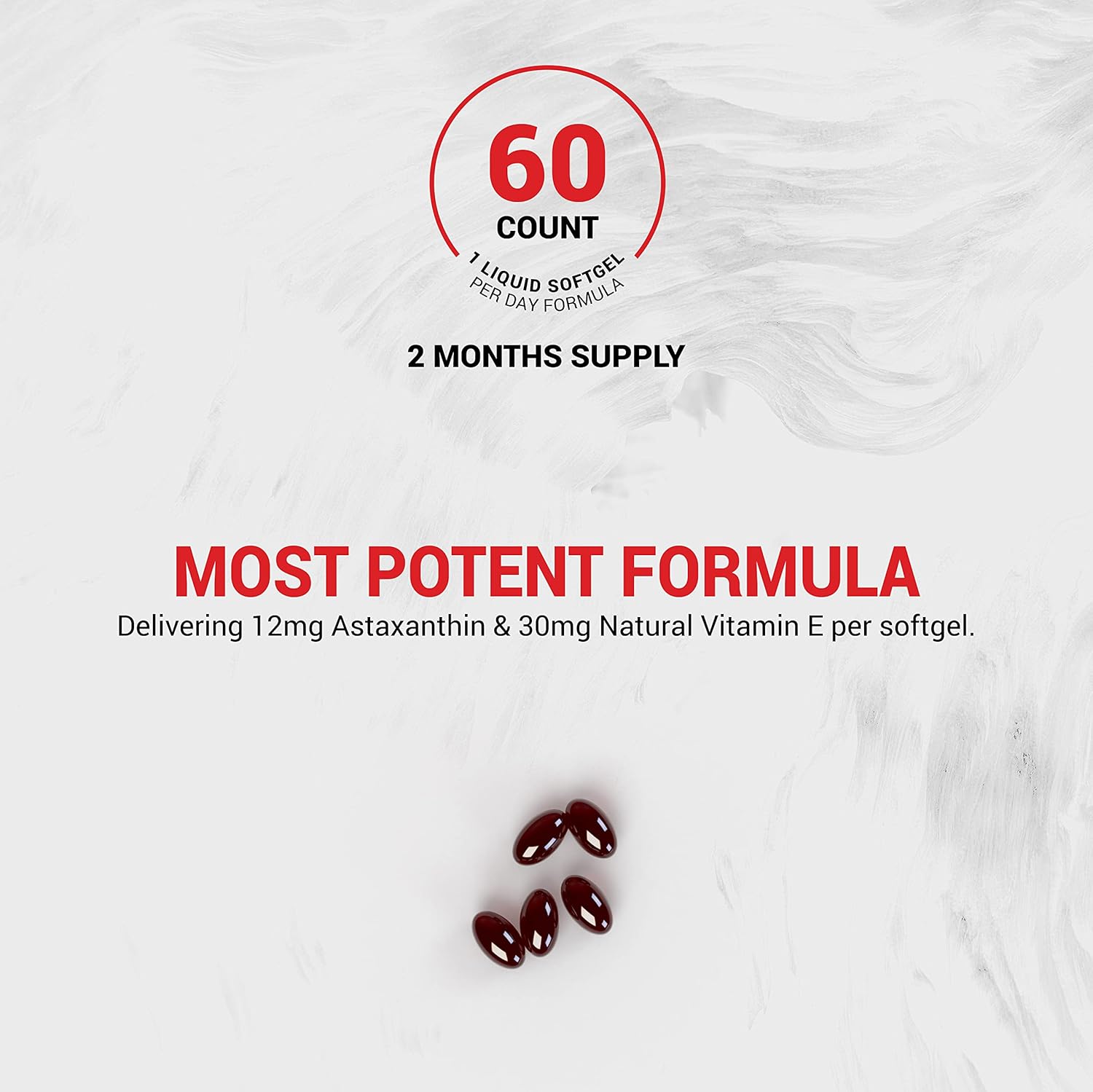 Naturalis New Zealand Astaxanthin Softgels - 12mg with Vitamin E - Non-GMO, Soy & Gluten Free - 60 Count (2 Month Supply)