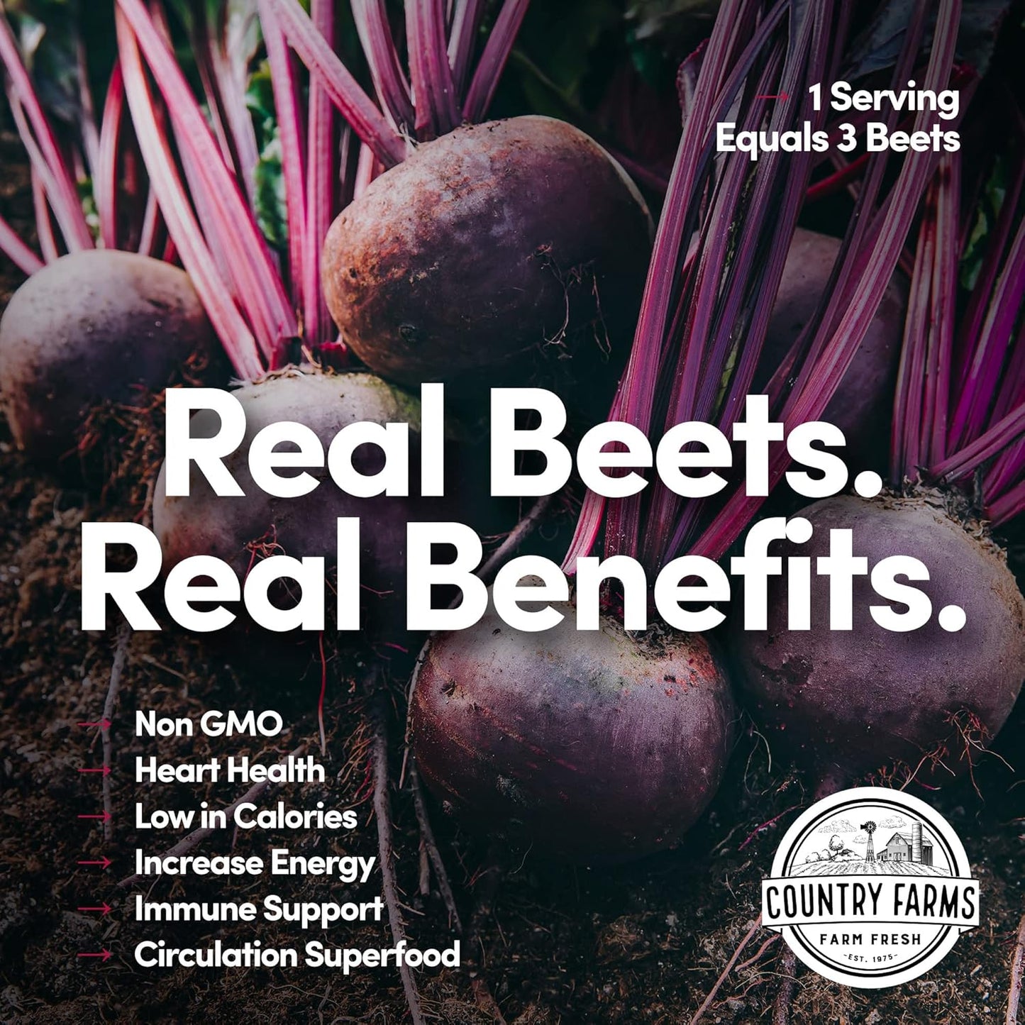 Naturally Boost Circulation with COUNTRY FARMS Cherry Beet Powder - 60 Servings