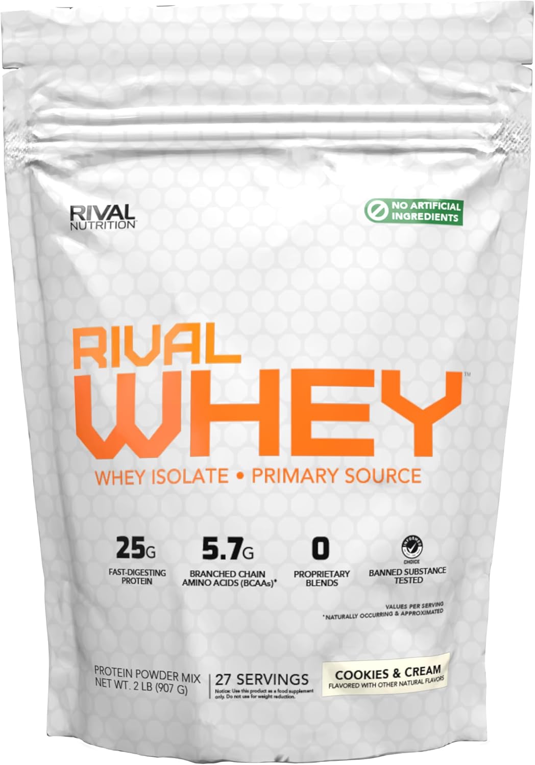 Naturally Flavored Cookies and Cream Rival Whey Protein Powder - 2lb