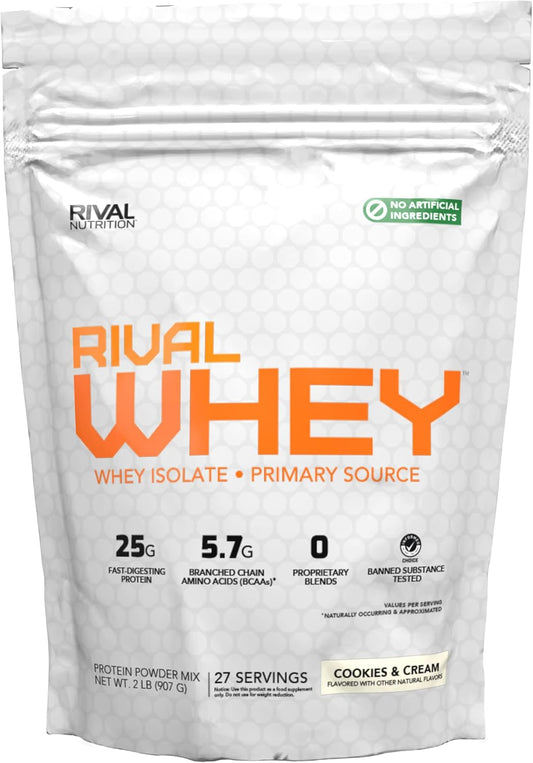 Naturally Flavored Cookies and Cream Rival Whey Protein Powder - 2lb