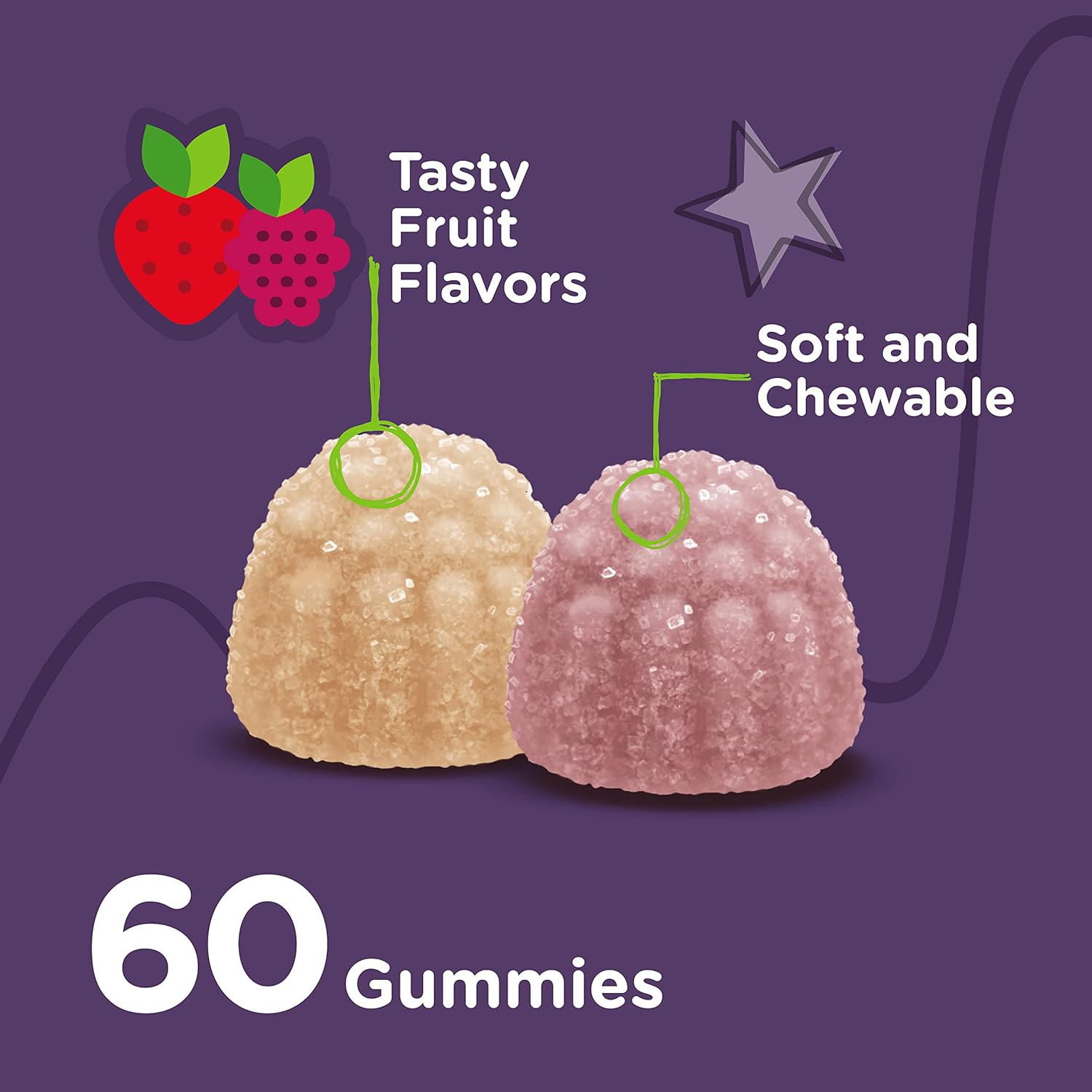 Naturally Sourced Kids Calcium Gummies with Vitamin D3 - Bone & Tooth Health Support - 500mg Calcium + 1000iu Vitamin D3 - Gluten & GMO Free - Fruit Flavored Chewables