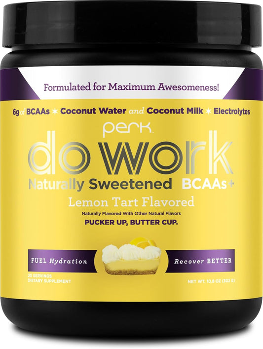 Naturally Sweetened Lemon Tart BCAAs + Electrolytes Powder with Coconut Water & Milk - 20 Servings