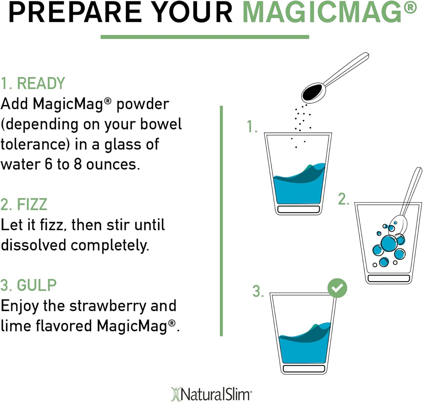 NaturalSlim Magicmag Pure Magnesium Citrate Powder - Stress, Constipation, Muscle, & Heart Support - 8oz Drink Mix (2 Pack) - Strawberry & Lime Flavor