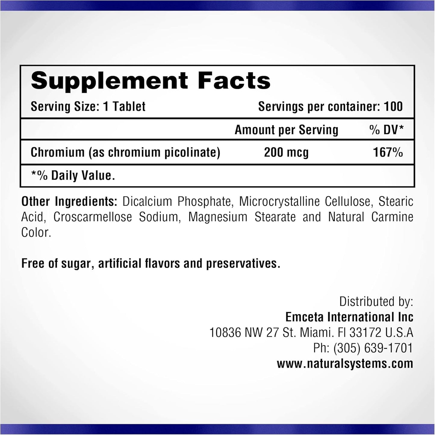 Naturasys Chromium Picolinate 200 Mcg - 100 Tablets - High Absorption Chromium Supplement for Active Living