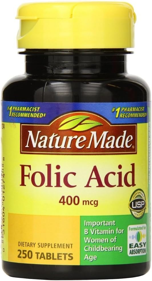 Nature Made Folic Acid 400 mcg - Pack of 5, 1250 Count Tablets for Heart Health and Energy Support - BoostGo Australia