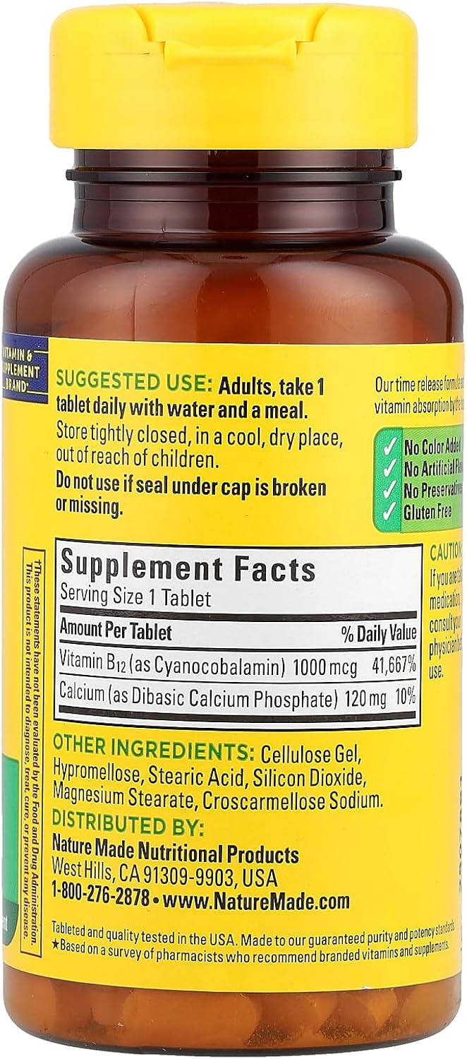 Nature Made Vitamin B-12 1000 mcg Tablets, 75 Count Bottle