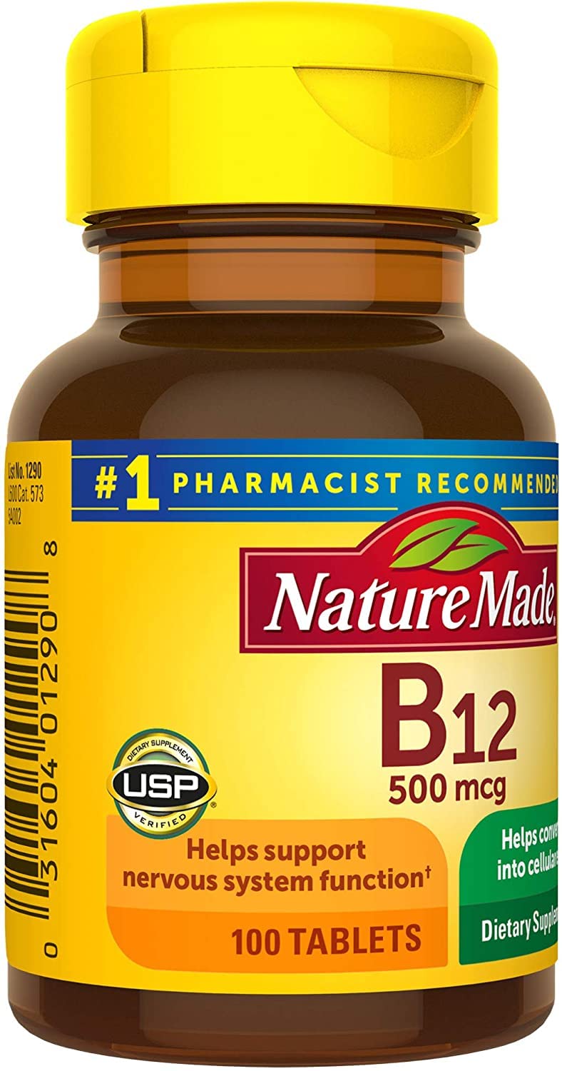Nature Made Vitamin B-12 500 mcg Tablets 200 Count (2 Pack)