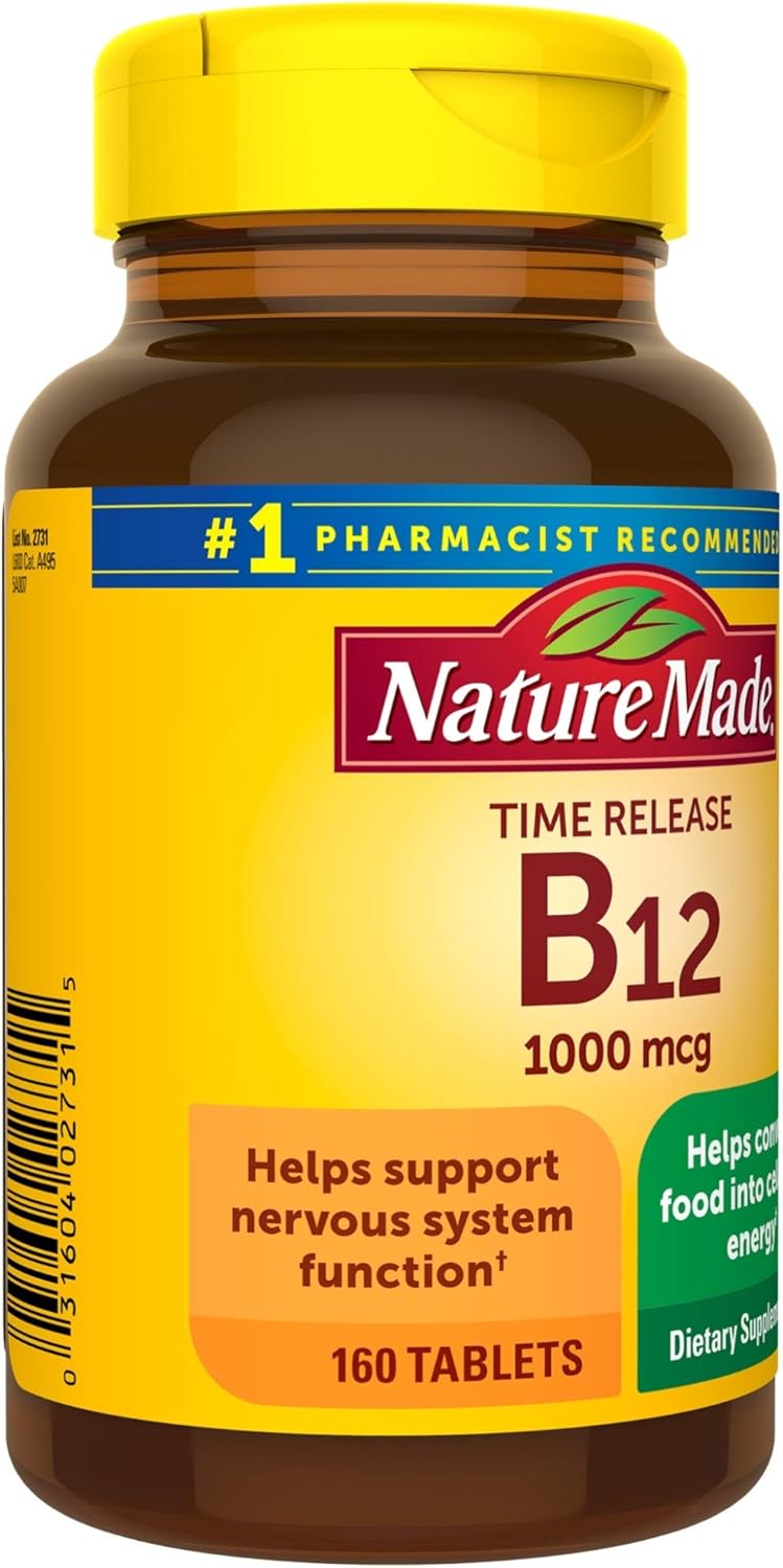 Nature Made Vitamin B12 1000 mcg Time Release Tablets, 320 Day Supply for Cellular Energy Support (2 Pack)