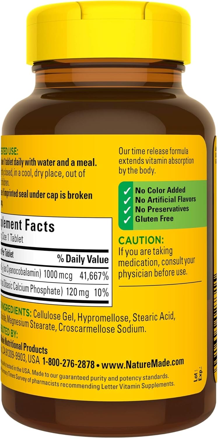 Nature Made Vitamin B12 1000 mcg Time Release Tablets, 320 Day Supply for Cellular Energy Support (2 Pack)