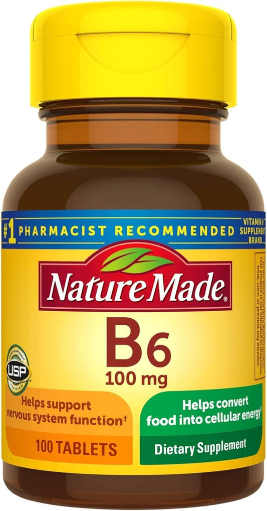 Nature Made Vitamin B6 100mg Tablets - 100 Count