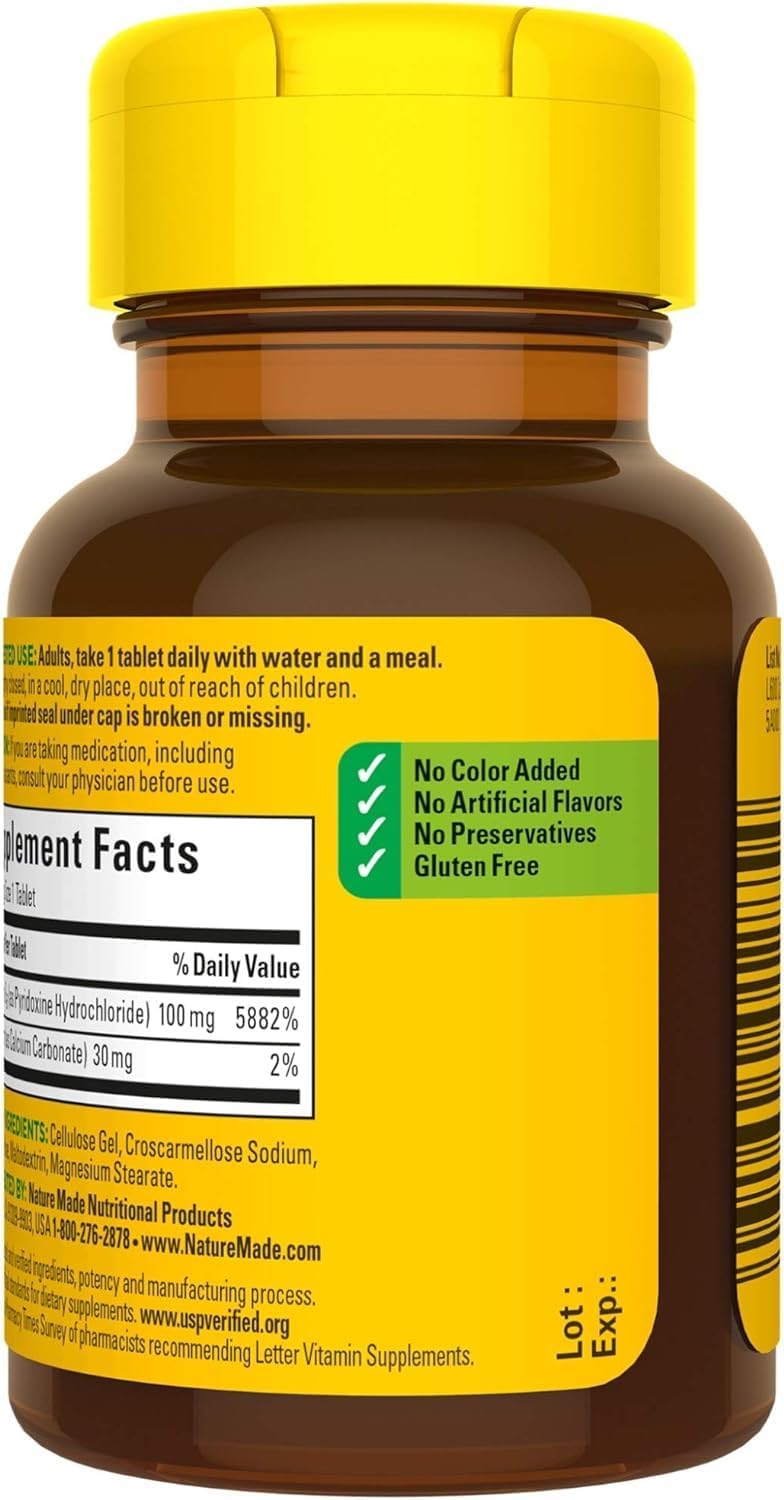 Nature Made Vitamin B6 100mg Tablets - 100 Count