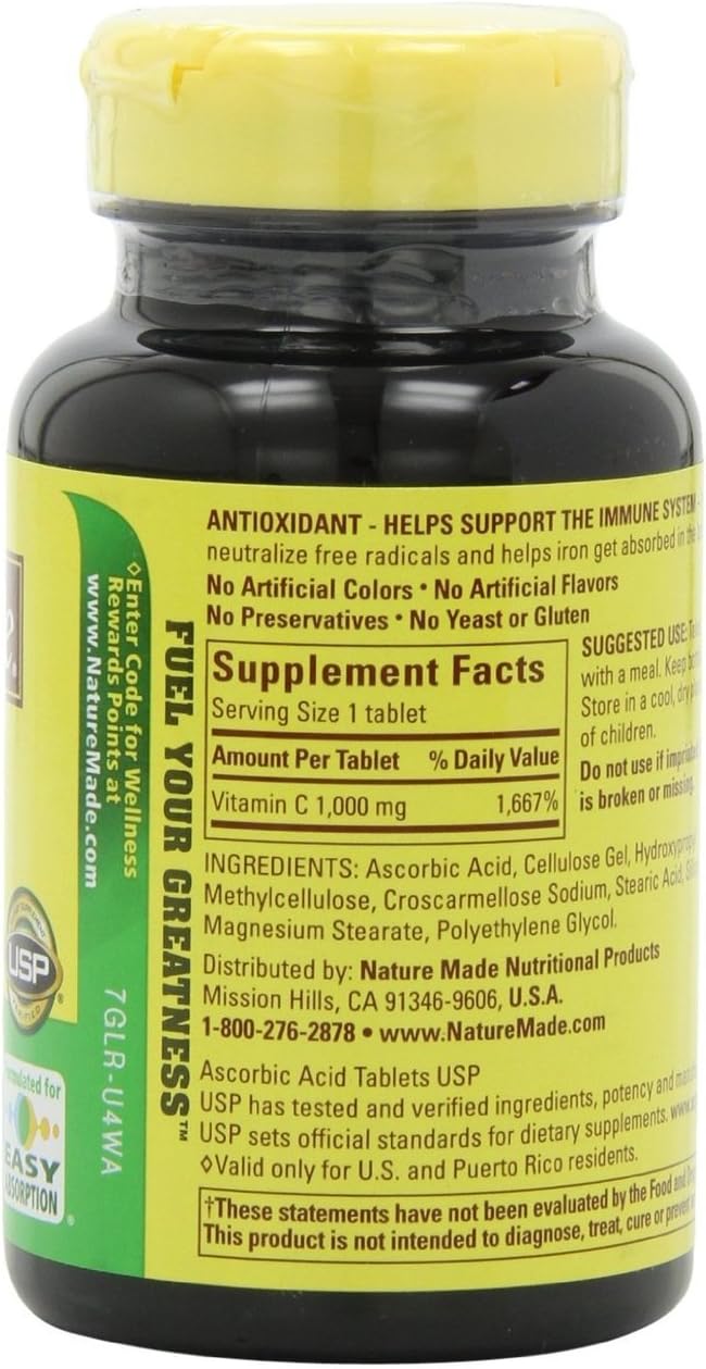 Nature Made Vitamin C 1000 mg Tablets, 100 Count - Immune System Support (Pack of 3)
