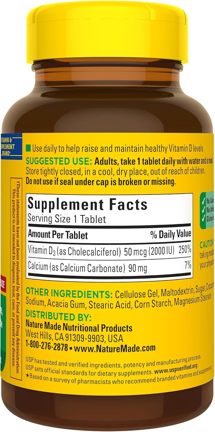 Nature Made Vitamin D 2000 IU Softgels, 220 Count Bottle