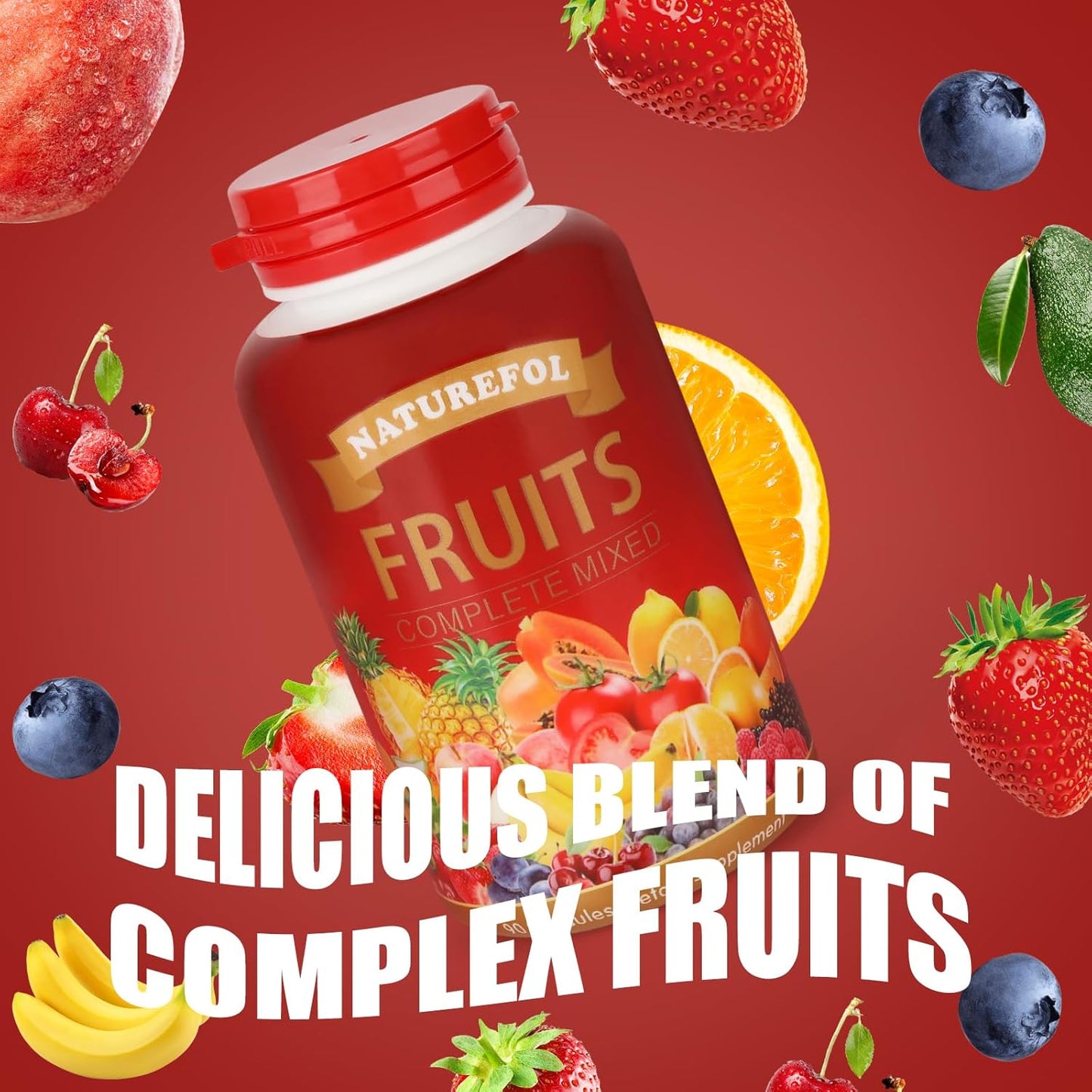 NATUREFOL Complete Nutrition Supplement with Powerhouse Fruits and Veggies - 90 Fruit Capsules + 90 Vegetable Capsules for Adults and Kids