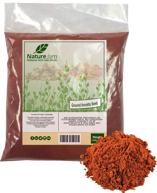 Naturejam Ground Annatto Seed Powder Bulk Bag - 1 lb - Rich in Vitamin E Tocotrienols - Premium Quality Antioxidant Supplement