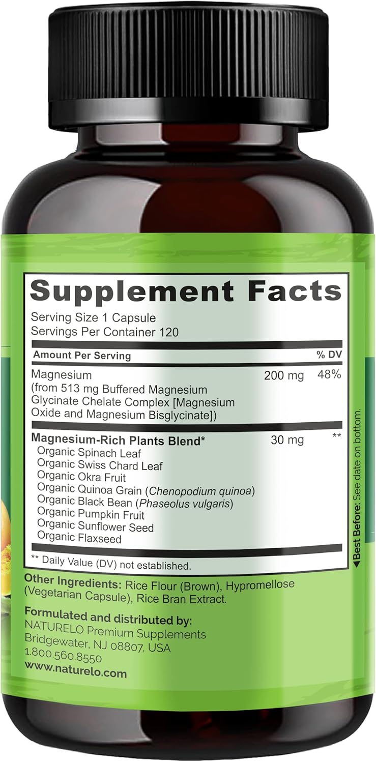 NATURELO Turmeric Curcumin with Magnesium Glycinate - Joint Support Supplement - Non GMO, Gluten Free - 120 Capsules
