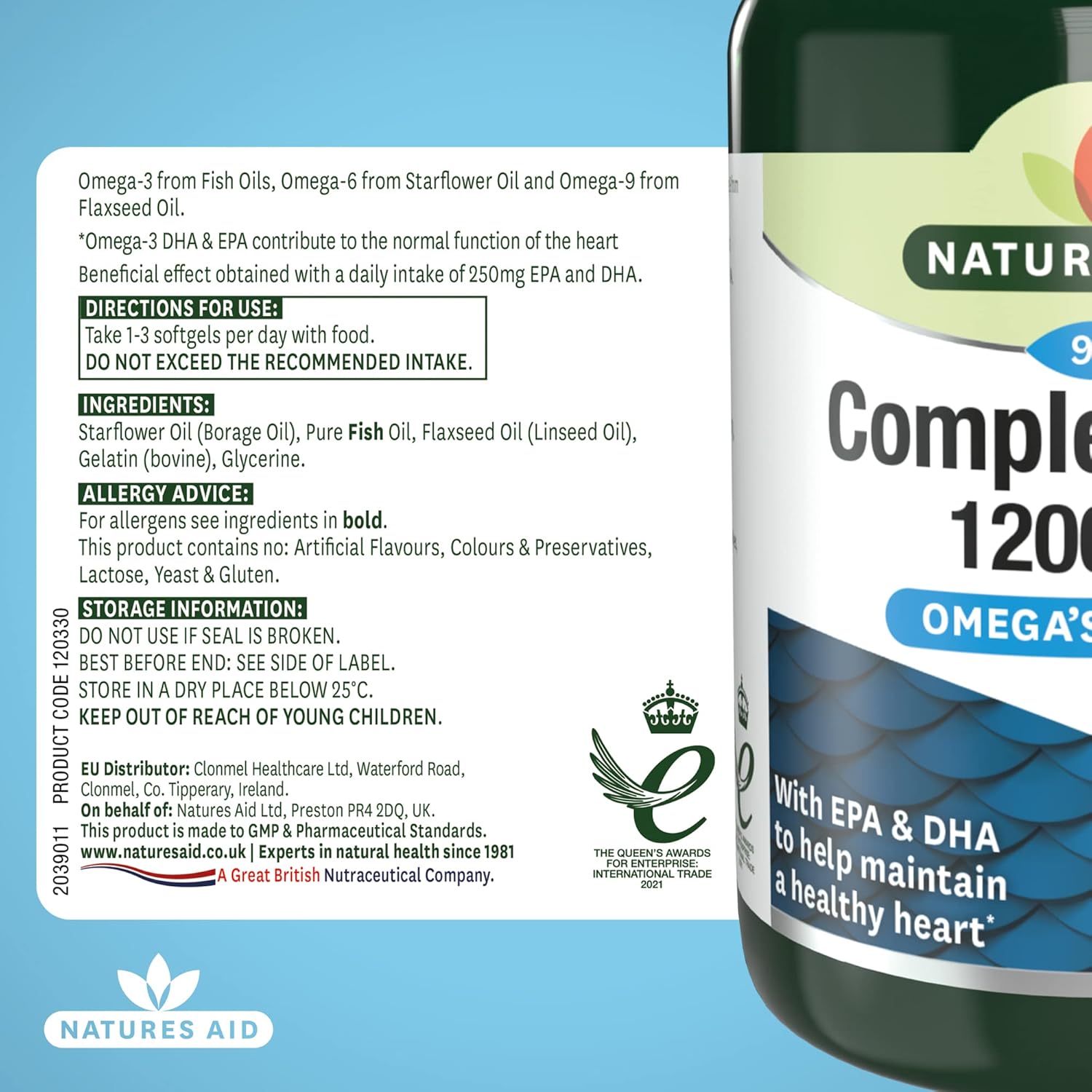 Natures Aid Complete EFA Omega 3 6 9 Capsules - 90 Count