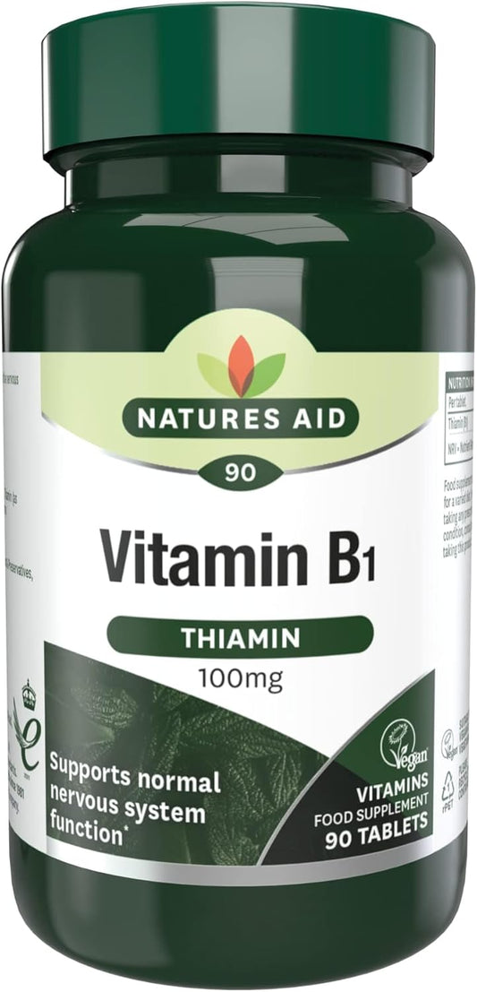 Natures Aid Vitamin B1 Thiamin Hydro 100mg - 90 Tablets for Energy Support